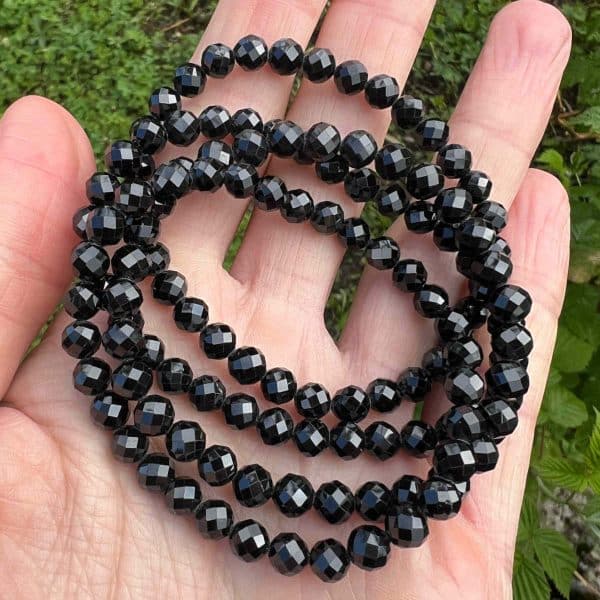 bracelet de spinelle noire protection lithotherapie bouclier